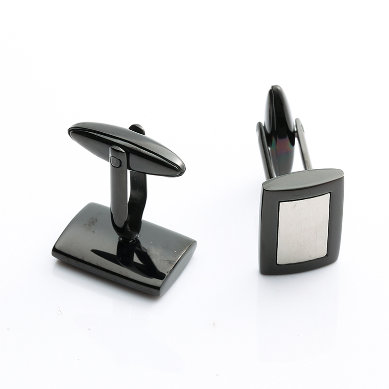 2トーンブラックメッキステンレス鋼カフリンクス中国ジュエリーサプライヤー男性カフリンクス