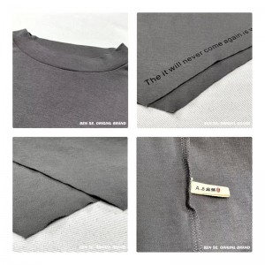 ゆったりしたデザイン・ミニマリスト丸襟スタイルステッチされたスリーブ・スタイル・カジュアルなソリッド・コットンとリネン・オーバーサイズ・カスタム