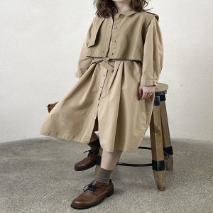 ルーズフィットデザインミニマルスタイリッシュカジュアルソリッドカラー印刷カラーコットンとリネン特大カスタム19572シャツドレス+ウエストストッキング