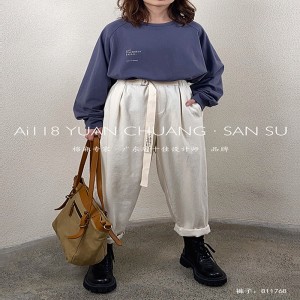 任意の機会に合うように調整されている緩やかな女性\\\\ズボン、ポリエステルストラップと最も快適なカジュアル11768スタイルコットンリネンカスタムスタイリッシュで緩いズボン