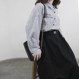 ルーズフィットデザインミニマイザスタイリッシュカジュアルカジュアルカラーストライプチェックオーバーサイズカスタム8825垂直ストライプシャツ