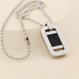 卸売ステンレス鋼ツートーンブラックスティーワイヤーペンダントネックレス