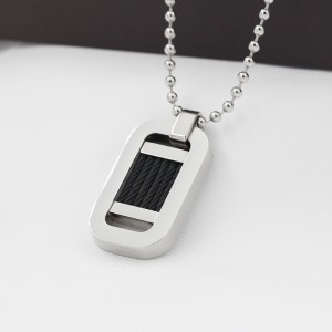 卸売ステンレス鋼ツートーンブラックスティーワイヤーペンダントネックレス