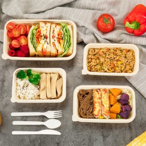 長方形の環境にやさしい生分解性食品包装容器テイクアウトコーンスターチ使い捨て食品容器