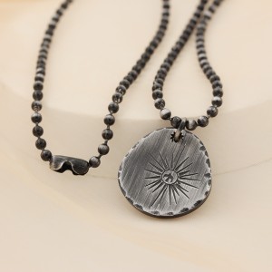 アンティークブラックネックレスシャイニングスターペンダントステンレススチールラウンドネックレス