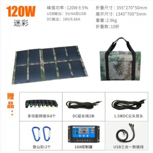 120Wソーラー折りたたみバッグソーラー折りたたみ充電器ソーラー折りたたみパネル