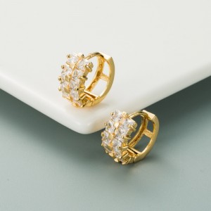 Insレインボーシリーズヨーロッパとアメリカンパーソナリティイヤリング銅金メッキマイクロインレイドカラーダブルロージルコンイヤリングヒップホップイヤリング