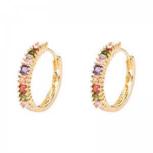 INSヨーロッパとアメリカの性格誇張された正方形ジルコンイヤリングイヤリング女性純銅金メッキマイクロインレイドイヤリングイヤリング卸売