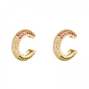 ヨーロッパとアメリカのイヤリングとアメリカのイヤリングのゴールドメッキの黄銅のカラージルコンのイヤリングヒップホップの男性と女性の耳の耳クリップなし