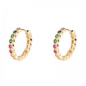 INヨーロッパとアメリカニッチイヤリング、銅マイクロインレイジルコンイヤリング、緑色の電気メッキカラージルコニウムビッグイヤリング、ネット赤イヤリング