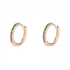 ヨーロッパとアメリカ人の性格ファッション冷風はわずかにinlaidカラージルコン真鍮の金メッキの耳のバックルサークルイヤリングヒップホップイヤリング