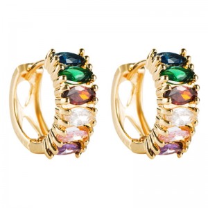 イヤリングイヤリングレディースカラーマイクロジルコンシンプル風イヤリングファクトリー卸売