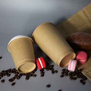 500 ml Pe/plaライニングダブルウォールペーパーカップ16オンスクラフト