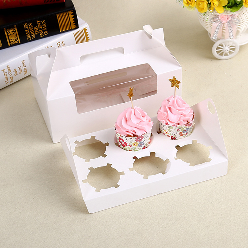 ケーキフードパッケージのためのファンシーカップケーキボックス6コンテナー