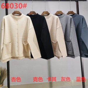 緩いファッショントレンドカジュアルジョーカー単列ボタンニットトップ68030#