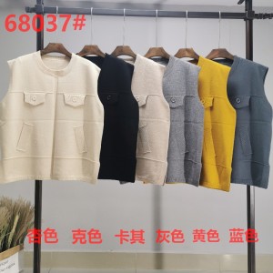 ファッショナブルなトレンドカジュアル用途の広いニット偽ポケットベスト68037#