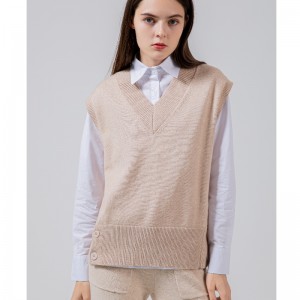 ファッショントレンドシンプルジョーカーレジャーベース編みベスト68039#