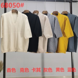 ファッショナブルでシンプルなレジャージョーカー財団ニットシングル7分スリーブトップ68050#