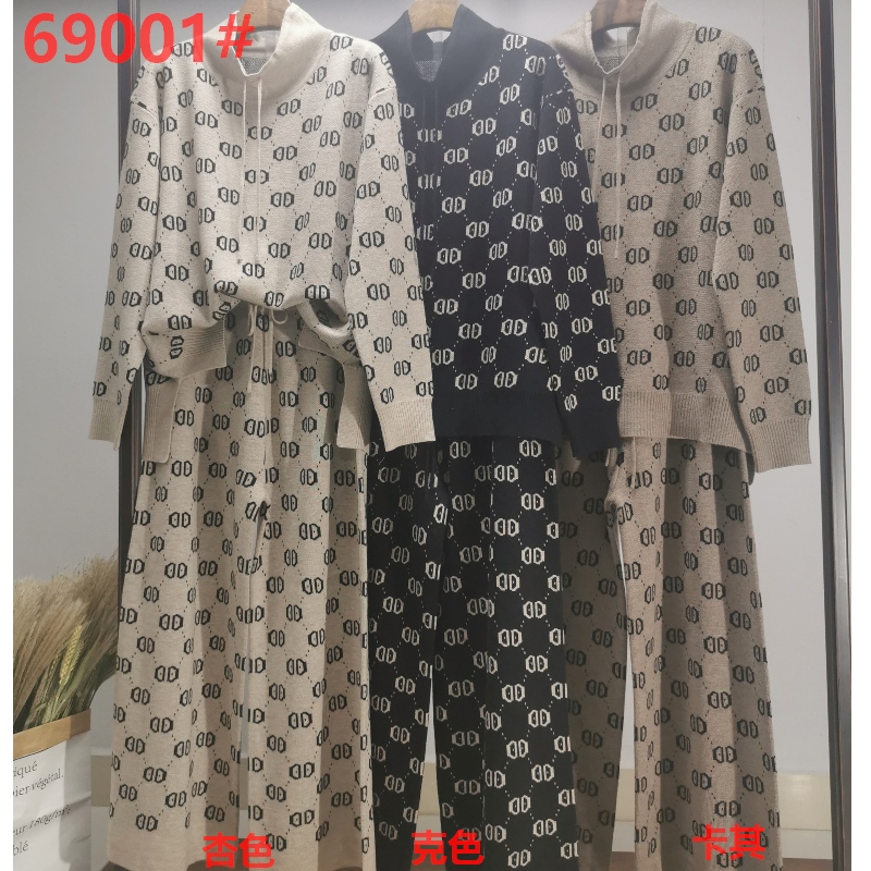 ツーピースニットプリントスーツ69001#のシンプルなカジュアルなファッションの動向