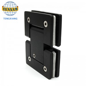 バスルームの黒いガラスドアヒンジの調整シャワードアピボットヒンジフレームレスヒンジ