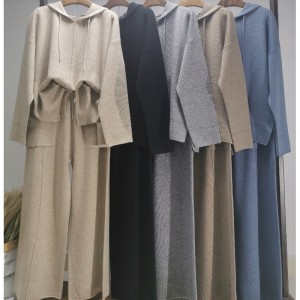 ファッショナブルなカジュアルなシンプルなウールセーター2ピースパーカーセット69056#