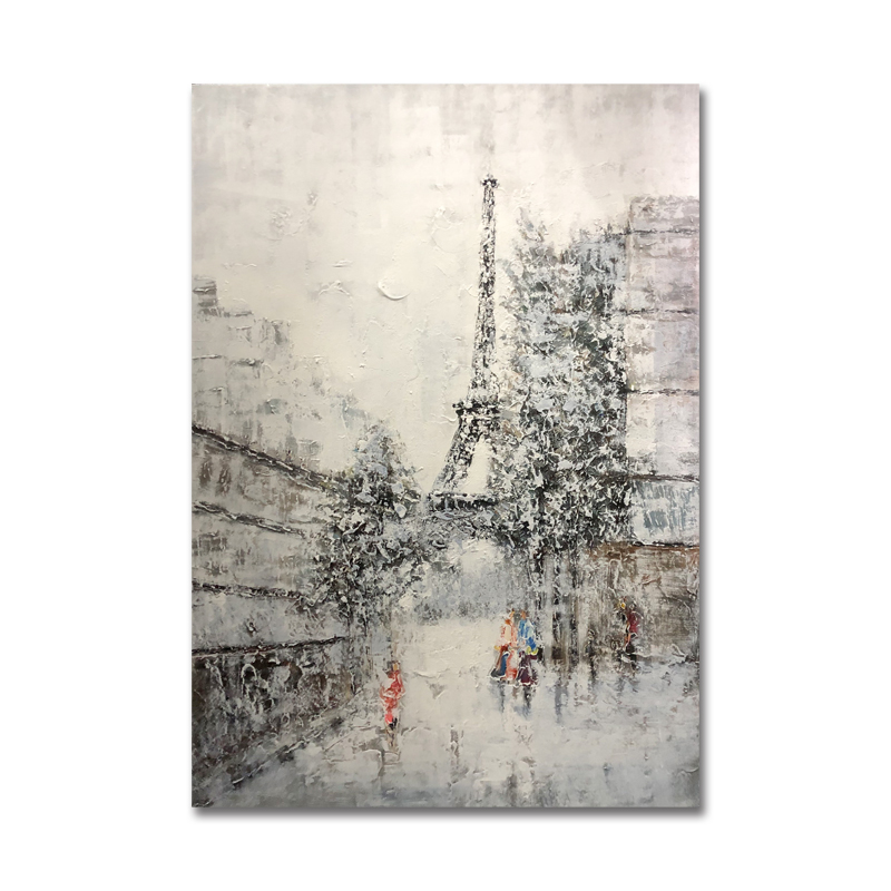 新製品手描きアート作品モダンな抽象スタイルの壁エッフェル風景装飾油絵
