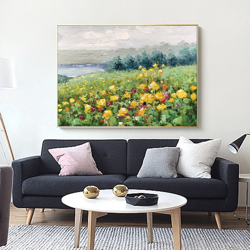 モダンな花の壁の装飾絵画抽象的な手作り自然牧歌的な風景油絵