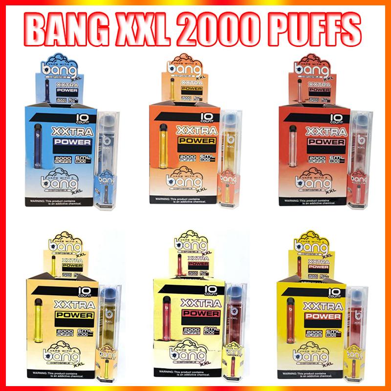 BANG XXL使い捨てブペペン電子タバコデバイス800mAhバッテリー6mlポッド空のオリジナル蒸気2000パフキット卸売