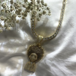 ジルコンソリッド爆発ヘッドヒップホップネックレス