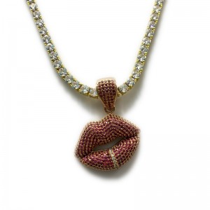 セクシーな赤い唇inlaidネックレス