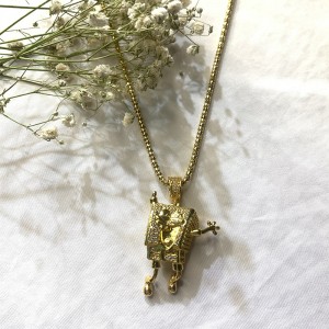 inlaidジルコンスポンジボブヒップホップネックレス