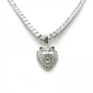 キューバのチェーンネックレス本物のゴールドメッキパーソナライズされたヒップホップ銅ライオンヘッドペンダント（小）