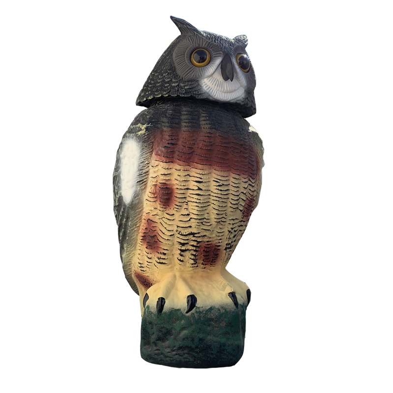プラスチックの回転ヘッドシミュレートOwlの観賞用の屋外狩猟デコイ芝生のパティオ鳥の装飾害虫忌避剤の庭の保護装置