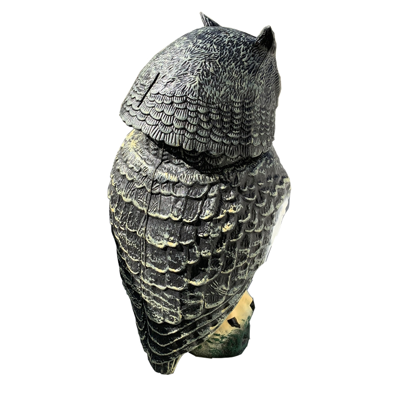 プラスチックの回転ヘッドシミュレートOwlの観賞用の屋外狩猟デコイ芝生のパティオ鳥の装飾害虫忌避剤の庭の保護装置