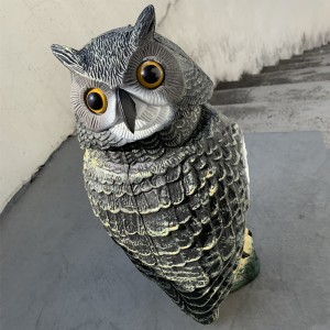 プラスチックの回転ヘッドシミュレートOwlの観賞用の屋外狩猟デコイ芝生のパティオ鳥の装飾害虫忌避剤の庭の保護装置
