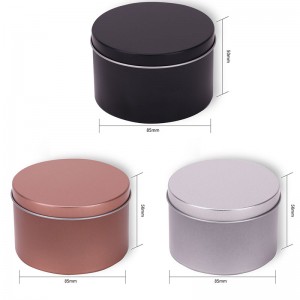 8オンスブラックの錫プレートキャンドルジャーアロマテラピーメタル包装キャンドルジャー85 * 50mm