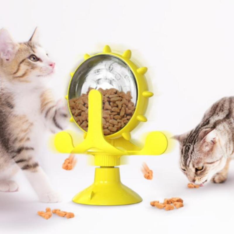 ペット用品ターンテーブル猫インタラクティブトイスローフィーダーフードリークトレーナー面白い猫おもちゃ