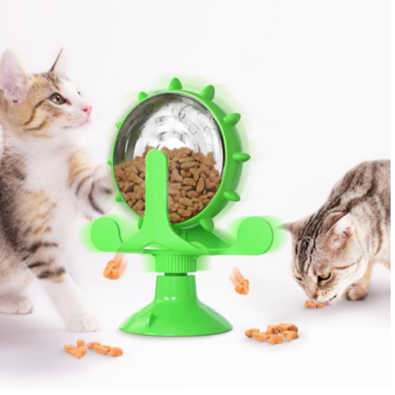 ペット用品ターンテーブル猫インタラクティブトイスローフィーダーフードリークトレーナー面白い猫おもちゃ
