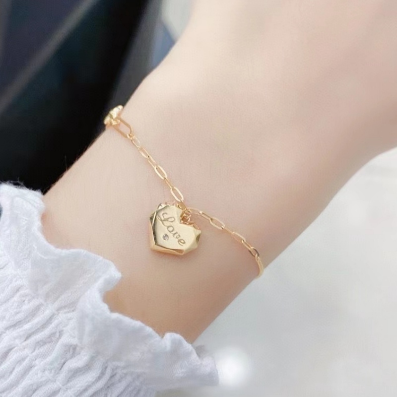 Tuochenジュエリーメーカーファッションデザイン18K/14K/10/9K/シルバー925ゴールドハートスタイルブレスレット