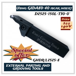 EMET切削工具、外部旋削工具、外部分割器具、溝型工具、特にiSCAR GIDA80-40の挿入、GHGR/L2525-8、GHGR/L2525-6