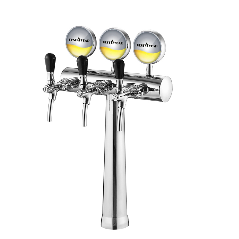 LEDライト付きの3つの方法真鍮ビールタワー