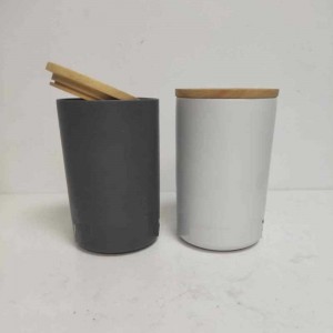 木製のふたの陶磁器の陶器の収納キャニスターの瓶と卸売の背の高いラウンド