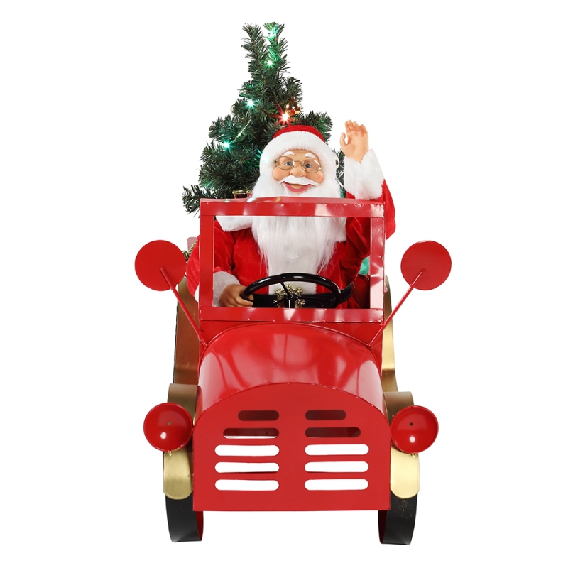 160cmの音楽アニメーションのサンタクローストラックの上に座ってクリスマスの飾り収集休日の装飾置物ACアダプター