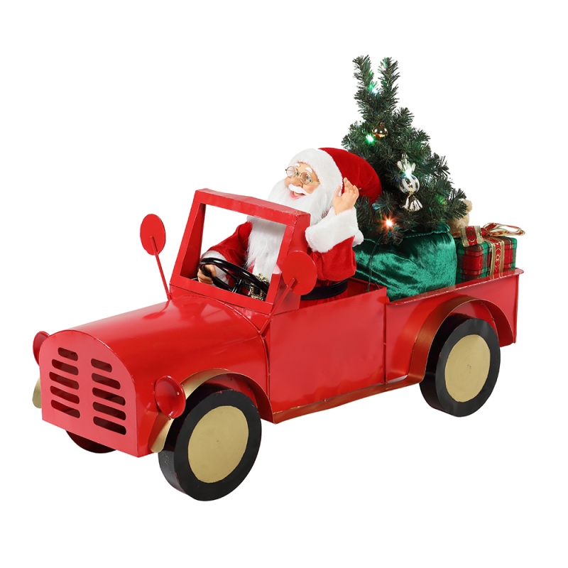 160cmの音楽アニメーションのサンタクローストラックの上に座ってクリスマスの飾り収集休日の装飾置物ACアダプター