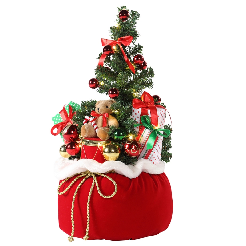 60cmクリスマスベアーツリーホームディスプレイギフトバッグLEDホリデー飾り装飾置物パーティーコレクションクリスマスツリーライト