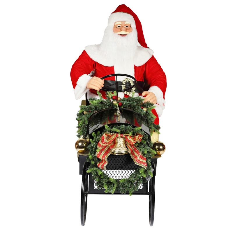 照明飾りクリスマスの装飾の伝統的な休日の置物のコレクションと150cmの座ったそりのサンタクロース