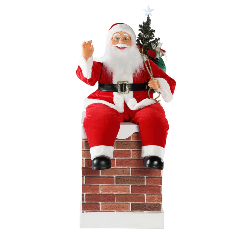 60/100cmクリスマスの煙突のアニメーションサンタクロース照明飾りの装飾置物コレクション休日K/D