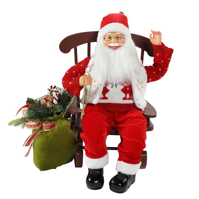 55cmの椅子アニメーションサンタクロースライトクリスマス飾り置物の置物の装飾クリスマス人形休日のコレクションホームギフト