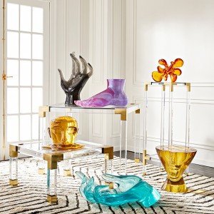 高級サイドテーブルブラシ真鍮製コンソールテーブル北欧コンテンポラリーコーナーコーヒーテーブル