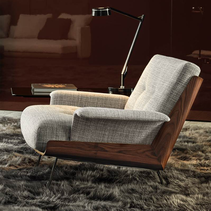 イタリアンスタイルのホテルロビー木製のモダンな高級純正レザーラウンジチェアのためのリビングルームの家具